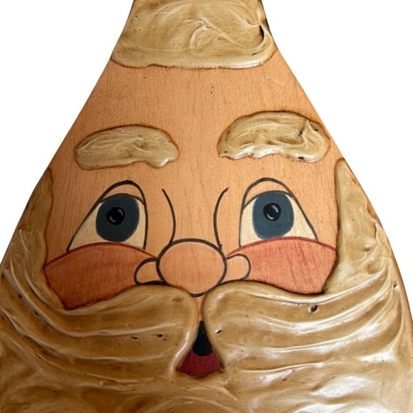 Vintage Hand-Painted Santa Claus Wooden Paddle Art Wall Decor - Picture 3 of 7